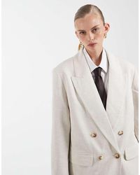 ASOS - Tailored Double Breasted Blazer With Linen - Lyst