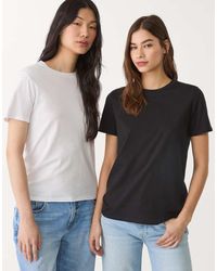 Stradivarius - Confezione Da Due T-Shirt Vestibilità Classica Con Scollo Rotondo Bianca - Lyst