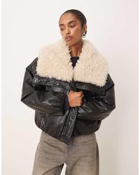 Mango - Jack Van Imitatieleer Met Oversized Borgkraag - Lyst