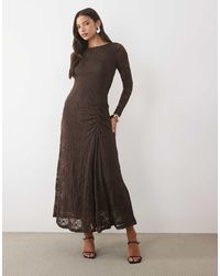 Nobody's Child - Hailey Lace Boat Neck Ruched Detail Maxi Dress - Lyst