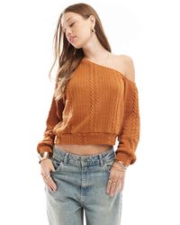 ASOS - Cable Knit One Shoulder Jumper - Lyst