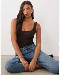 GOOD AMERICAN - Sculpting Modern Tank Square Neck Thong Bodysuit - Lyst