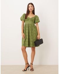 Lovedrobe - Short Sleeve Sweetheart Neck Bow Detail Mini Dress - Lyst