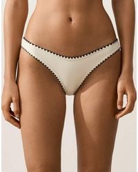 Oysho - Contrast Stitch U-cut Medium-coverage Bikini Briefs - Lyst