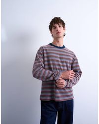 TOPMAN - – langärmliges t-shirt mit kürzerem schnitt und mehrfarbigen streifen - Lyst