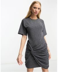 ASOS - Short Sleeve Mini Dress With Drape Side Detail - Lyst