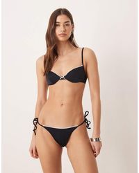 Free Society - Tie Side Bikini Bottom With Contrast Picot Trim - Lyst