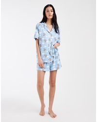Loungeable - Super Soft Jersey Revere Top And Short Set - Lyst