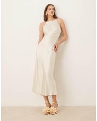 Gina Tricot - High Neck Midi Satin Dress - Lyst