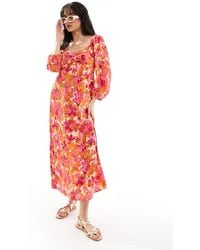 Jdy - Bell Sleeve Maxi Dress With Front Split - Lyst