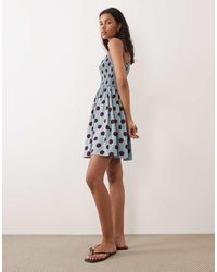 Brave Soul - Polka Dot Mini Dress With Shirred Bodice - Lyst