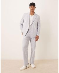ASOS - Linen Mix Straight Leg Suit Trousers - Lyst