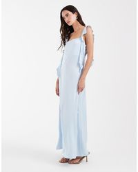 Vero Moda - Satin Cowl Neck Maxi Dress With Draping Frill Detail - Lyst