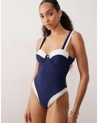River Island - Contrast Shaping Swimsuit - Lyst