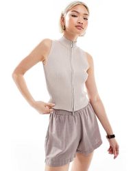 Brave Soul - Ribbed Knitted Waistcoat With Zip - Lyst