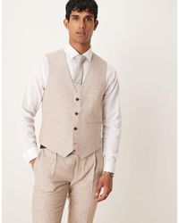 ASOS - Linen Cotton Blend Slim Suit Waistcoat - Lyst