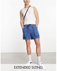 ASOS - Pull On Mid Length Denim Shorts With Cargo Pockets - Lyst