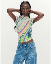 Desigual - Printed Wavy T-Shirt - Lyst