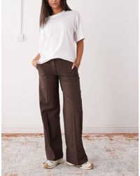 Monki - High Waist Wide Leg Tailored Trousers - Lyst