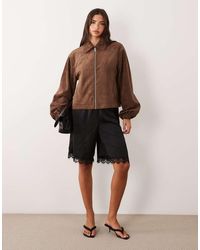 Miss Selfridge - Satin And Lace Bermuda Short - Lyst