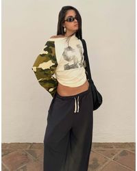 Bershka - Long-Sleeved Camouflage Print Raglan T-Shirt - Lyst
