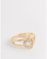 ASOS - – er ring mit doppeltem herzdetail - Lyst