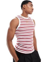 ASOS - Camiseta a rayas rojas y blancas ajustada sin mangas - Lyst