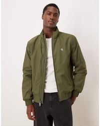 Calvin Klein - Chaqueta Harrington Caqui Acolchada De Tejido Antidesgarros De - Lyst