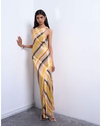 TOPSHOP - – hochgeschlossene satin-midikleid mit ombré-streifen und racer-rücken - Lyst