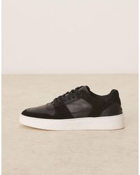 ASOS - Zapatillas De Deporte Negras De Ante Con Cordones Y Suela Blanca De - Lyst
