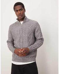 ASOS - Gebreide Trui Van Zware Stof Met Kabels En Korte Rits - Lyst