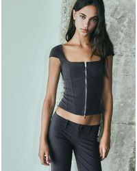 Bershka - Short Sleeve Zip Top - Lyst