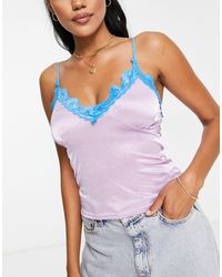 ASOS - Fuller Bust Jersey Satin Cami Top With Lace Trim - Lyst
