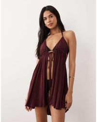 Miss Selfridge - Beach Tie Front Halterneck Mini Cover Up - Lyst