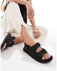 SEQWL - Kidman Double Strap Raffia Sandals - Lyst