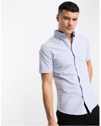 River Island - Short Sleeve Stretch Oxford Shirt - Lyst