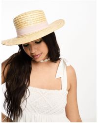 ASOS - Natural Straw Easy Boater With Size Adjuster And Light Band - Lyst