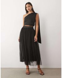 LACE & BEADS - Tulle High Waist Full Maxi Skirt - Lyst