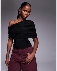 ASOS - Slinky Asymmetric Cape Shoulder Top - Lyst