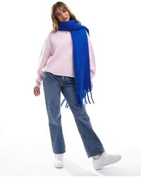 ASOS - Sciarpa Soffice Con Frange Cobalto - Lyst