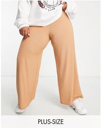 Yours - Exclusive Ribbed Wide Leg Trouser - Lyst