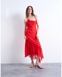 TOPSHOP - Robe élégante et mi-longue en mousseline avec jupe à godets - Lyst