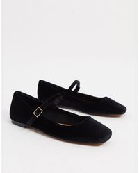 ASOS Черные Бархатные Балетки Мэри Джейн - Черный