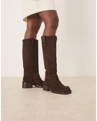 ASOS - Camelia - bottes camionneur hauteur genou en daim - Lyst