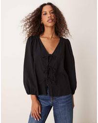 Nobody's Child - Bernadetta Long Sleeve Tie-Detail Blouse - Lyst