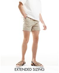 ASOS - Pantalones muy cortos chinos color tostado con pinzas - Lyst