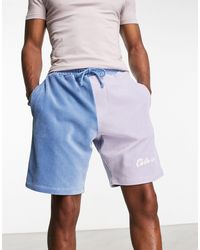 ASOS - – oversize-shorts aus geripptem, blauem velours mit stickerei - Lyst