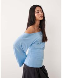 ASOS - Fallen Shoulder Cinched Waist Top - Lyst