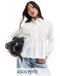ASOS - Asos Design Petite Dropped Waist Peplum Shirt - Lyst