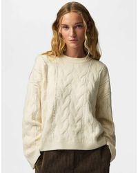 Pieces - Kathy pull en maille coupe décontractée col rond gris - Lyst